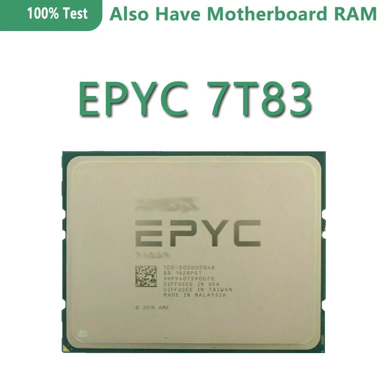 EPYC 7T83 CPU 2.6GHz 64C/128T 64M Cache 280W DDR4-2666V Socket SP3 for LGA4094 Motherboard for Server Use