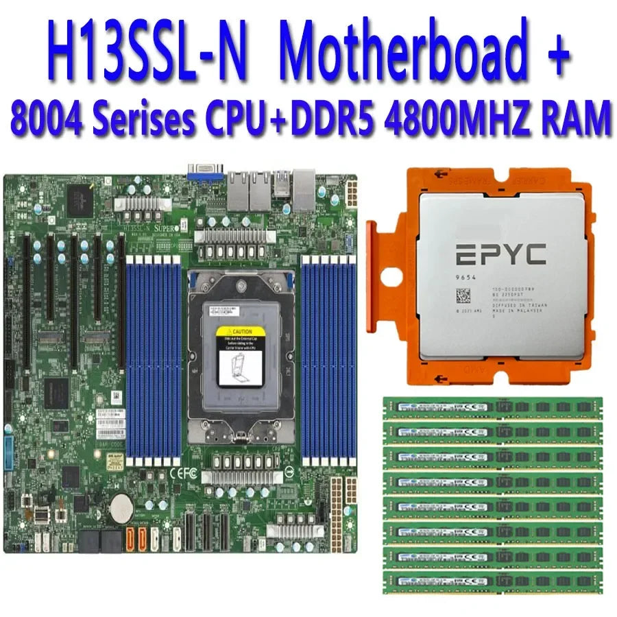 H13SSL-N Motherboard and EPYC 8534P 8434P 8324P 8224P 8124P 8024P 8534PN 8434PN 8324PN CPU +  DDR5 4800MHZ RAM Memory