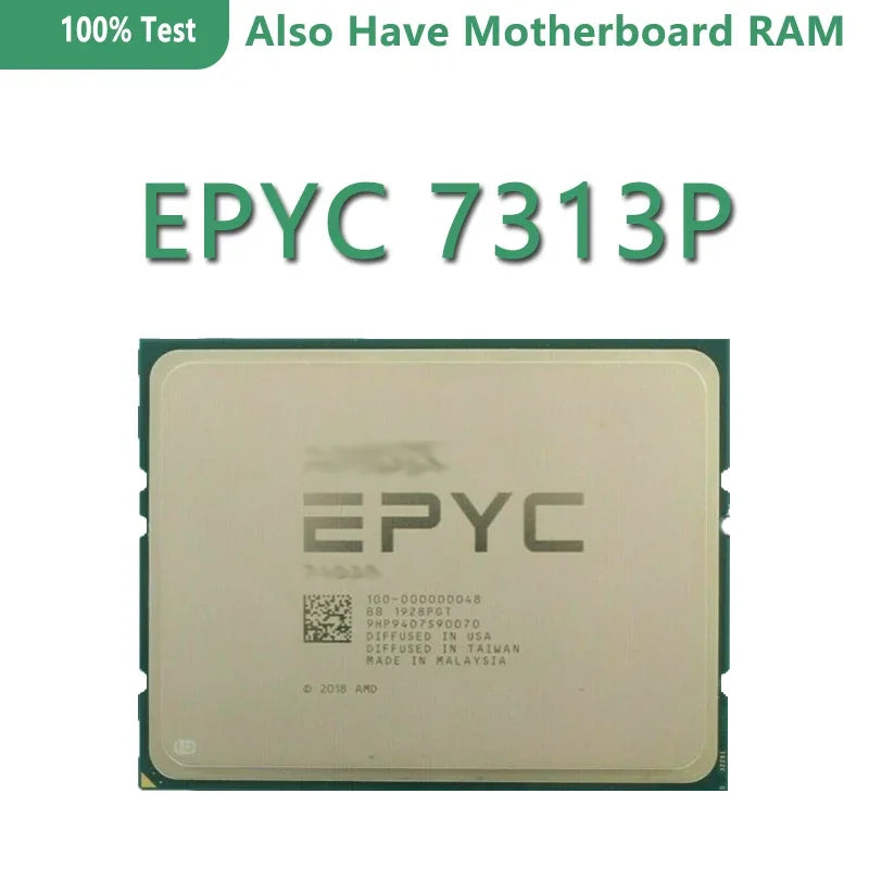 7313P EPYC CPU Processor 3.0Ghz /3.7Ghz 16-Cores 32-Threads 128M 155W SP3 Socket Support H12SSL-C/I Motherboard RAM DDR4-3200MHz