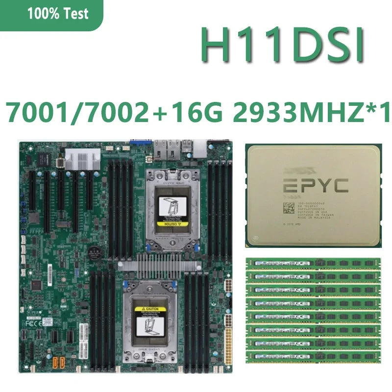 H11DSI Motherboard + Dual EPYC 7F72 7F52 7B12 7H12 7742 7702 7662 7642 7552 7542 7532 7502 CPU Processor 16x Memory RAM DDR4
