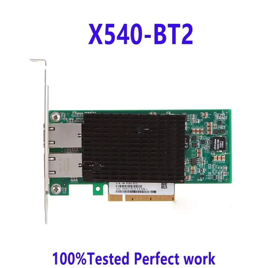 100%Test 10GbE Converged Network Adapter for ChatGpt X540-BT2 NIC Ethernet Server LAN Card X540T2 Dual RJ-45 Port PCIex8 for Win