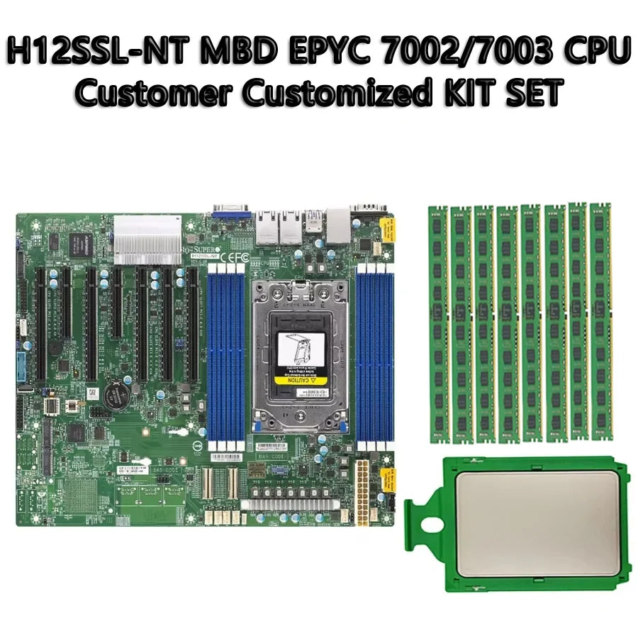 H12SSL-NT Rev 2.0 Server Motherboard + EPYC 7F72 7F52 7F32 7H12 7742 7702 7702P 7662 7642 7552 7542 7532 7502  CPU Processor