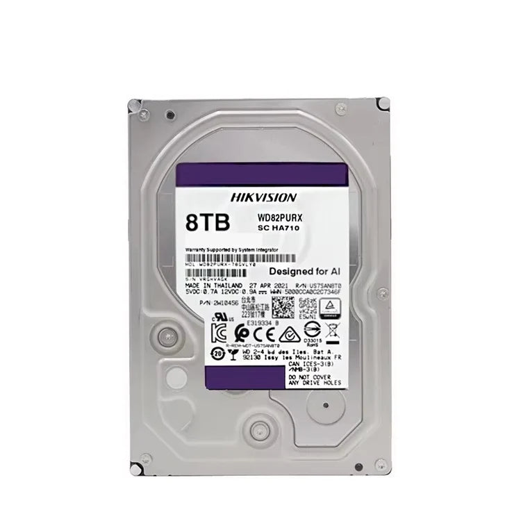 WD82PURX/WD81PURX/WD85PURU/WD84PURU / WD80PURX Capacity 8TB Speed 7200 Rpm Interface Type SATA Cache Capacity 256MB 3.5-inch HDD