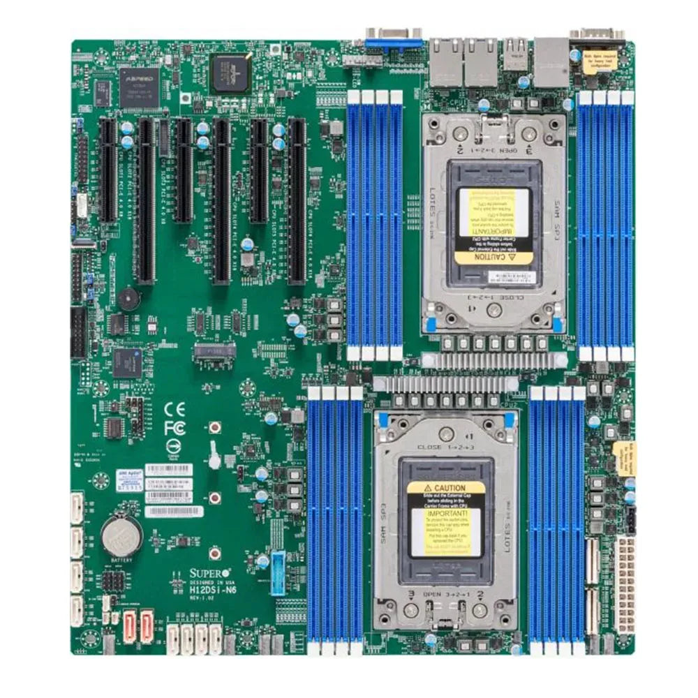 H12DSI-N6 Server Motherboard with 2* EPYC 7773X 2.2Ghz  64C/128T 768MB 280W CPU Processor and 16*64GB DDR4 3200mhz RAM Memory