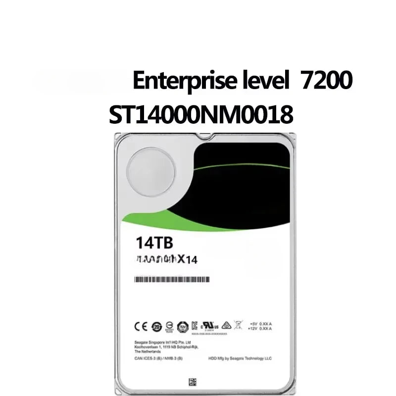 Enterprise level 3.5inch HDD EXOS ST14000nm0018 X14 7200 14TB ENTERPRISE 256MB 3.5 SATA HARD DRIVEwork for server only