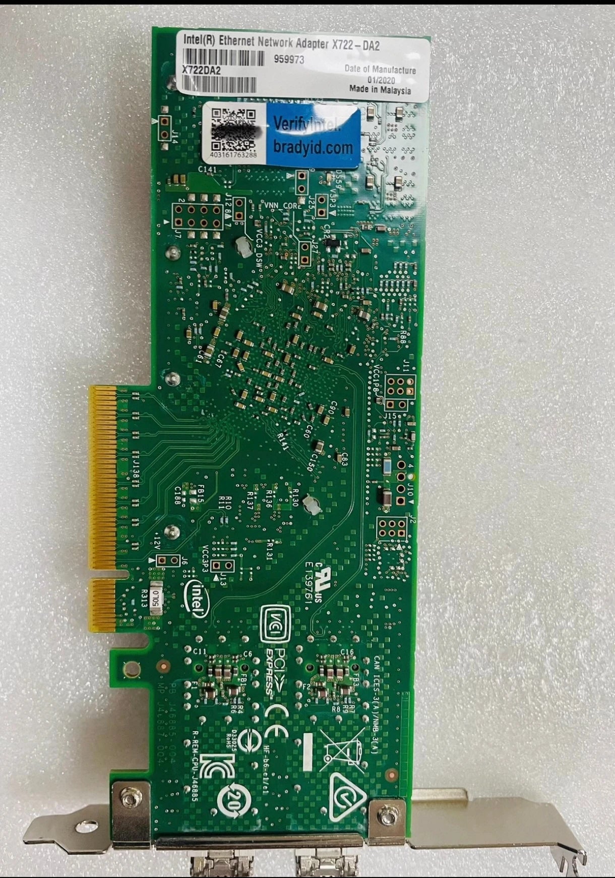 X722-DA2 10Gbps Dual Port Wired External PCI Express 3.0 X8 OEM Server Network Adapter Used Stock