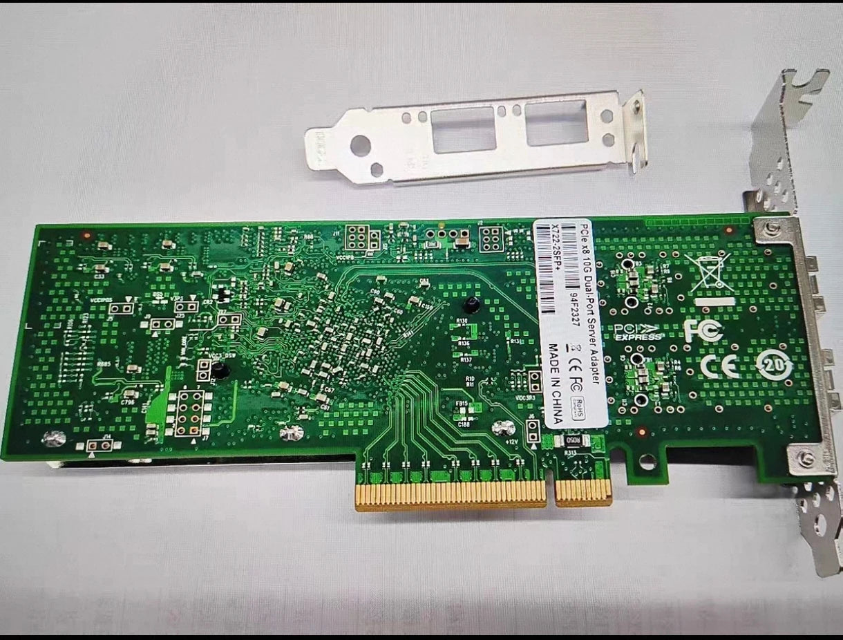 X722-DA2 10Gbps Dual Port Wired External PCI Express 3.0 X8 OEM Server Network Adapter Used Stock